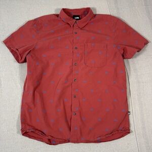 The North Face Shirt Mens XL Red Camp All Over Print Tents Button Up Hiking